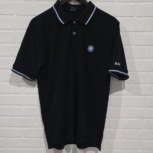 BMW Men's Polo Shirt in Black with White Accents